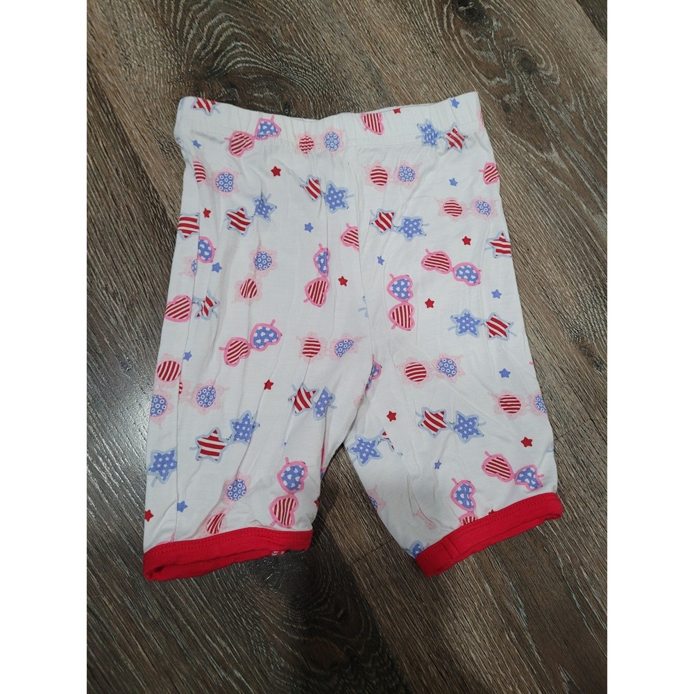 Milkberry‎ Bamboo Pajama Shorts 5T Red White Blue Stars Hearts 4th of July #8